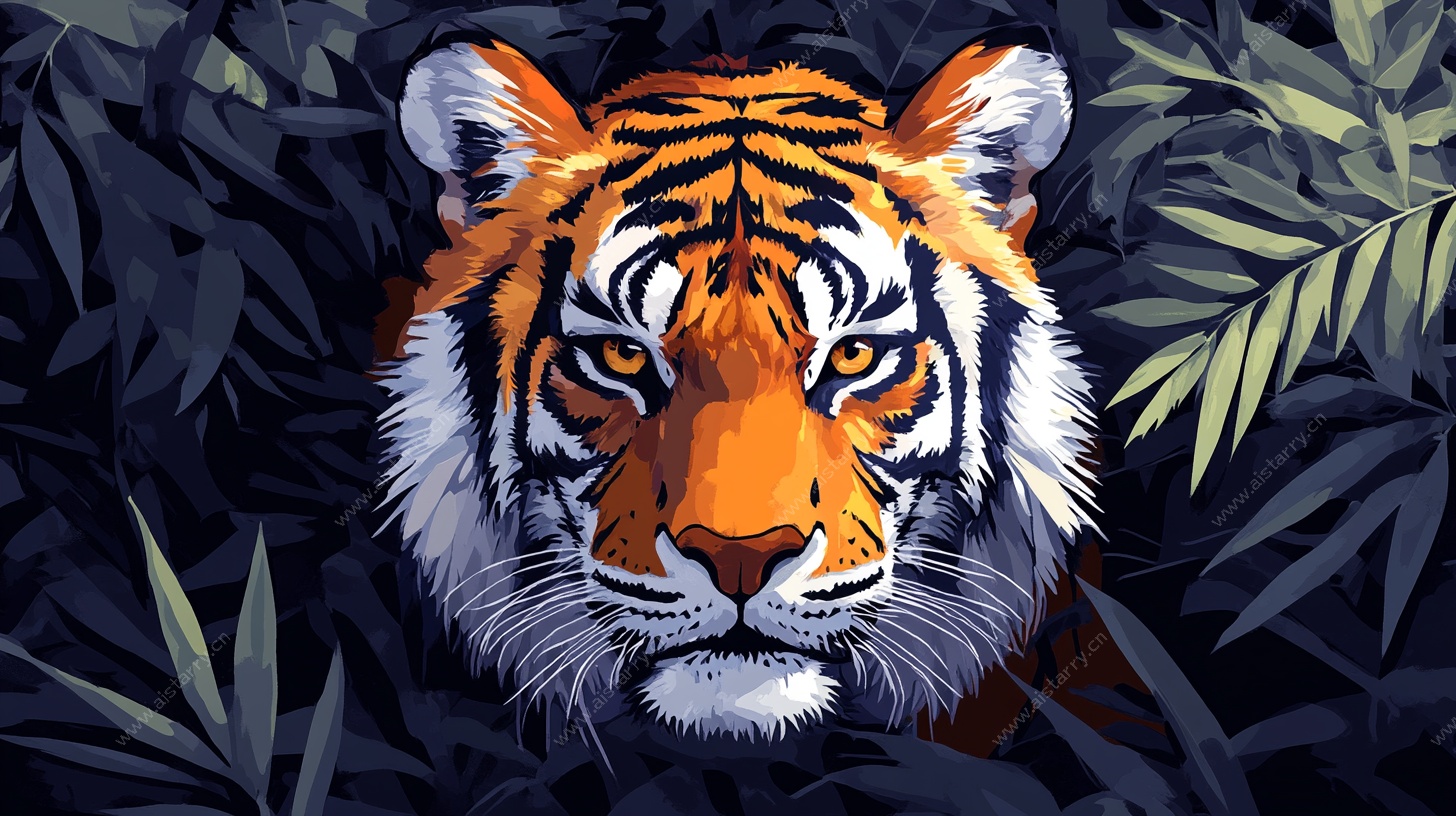 丛林中的老虎头部特写