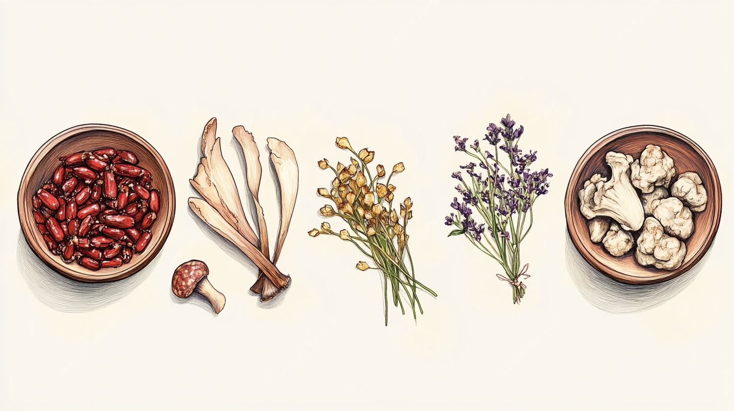 多种中药材与花草展示