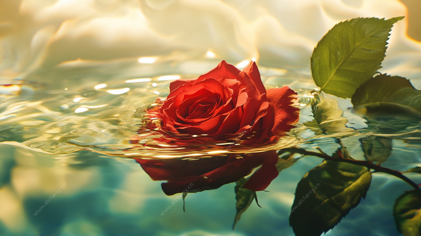 水中红玫瑰 梦幻浪漫画面