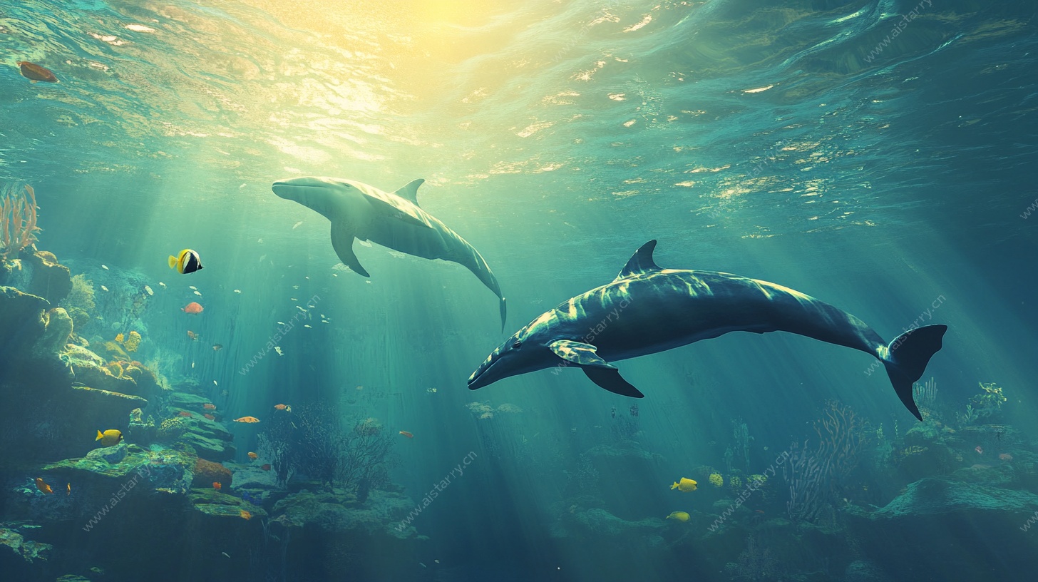 海底海豚奇幻景象