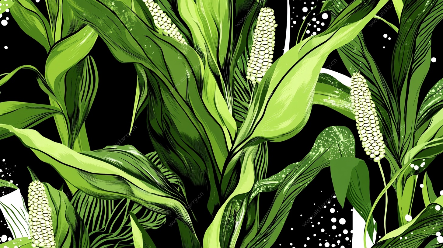 手绘绿植玉米穗图案背景