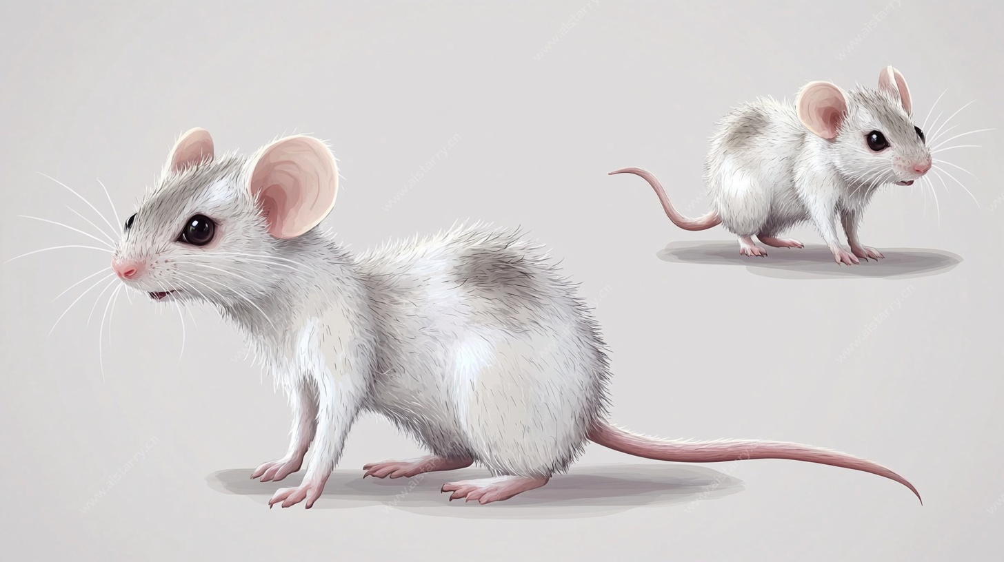 可爱小白鼠插画