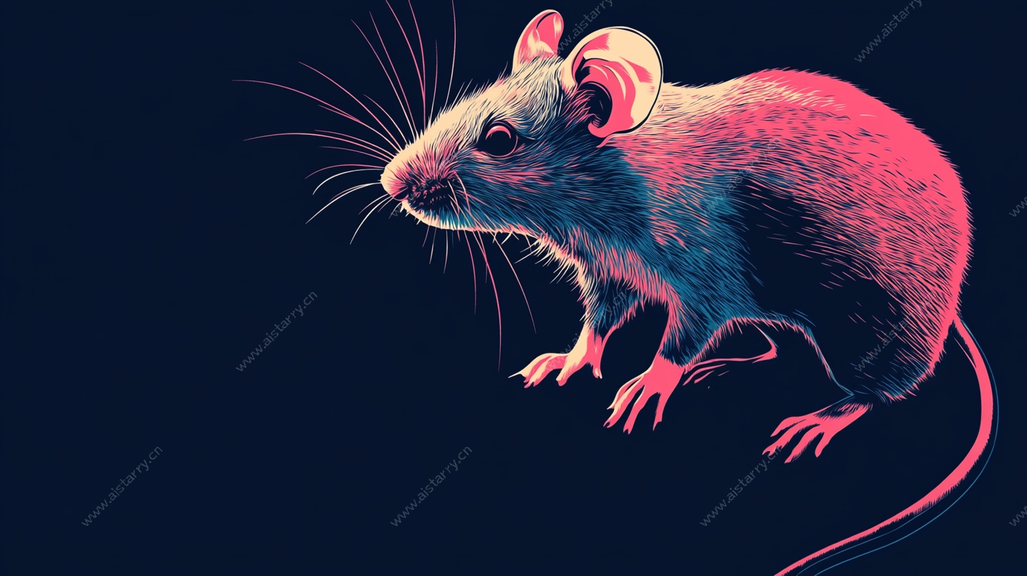 霓虹色老鼠插画