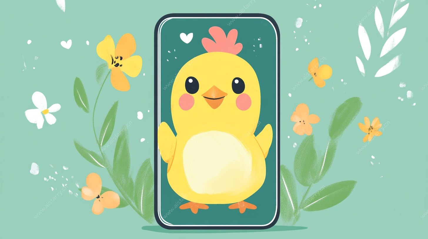 手机中的可爱小黄鸡