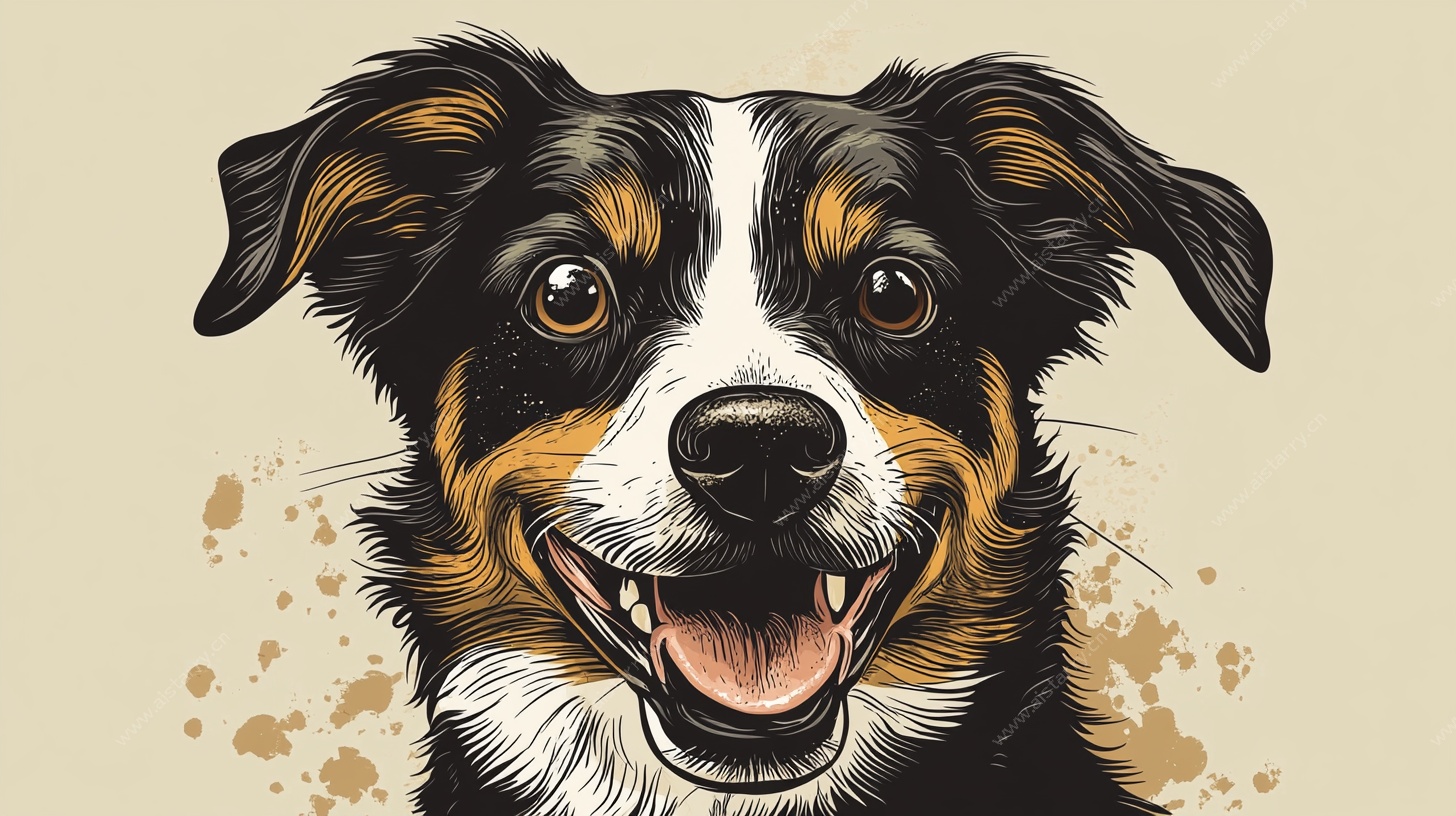 可爱三色边牧插画形象