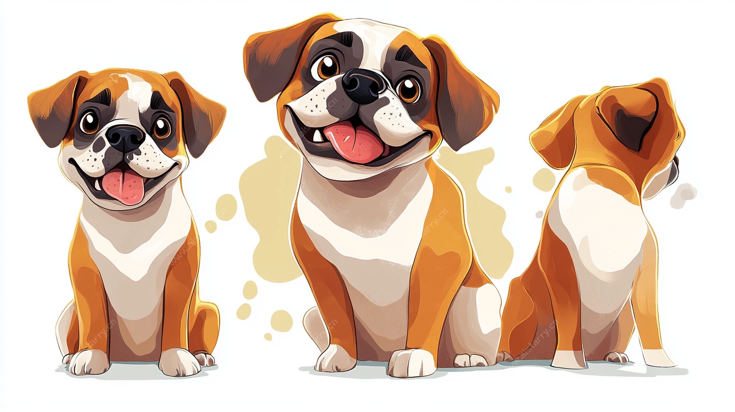 可爱三色小狗卡通形象