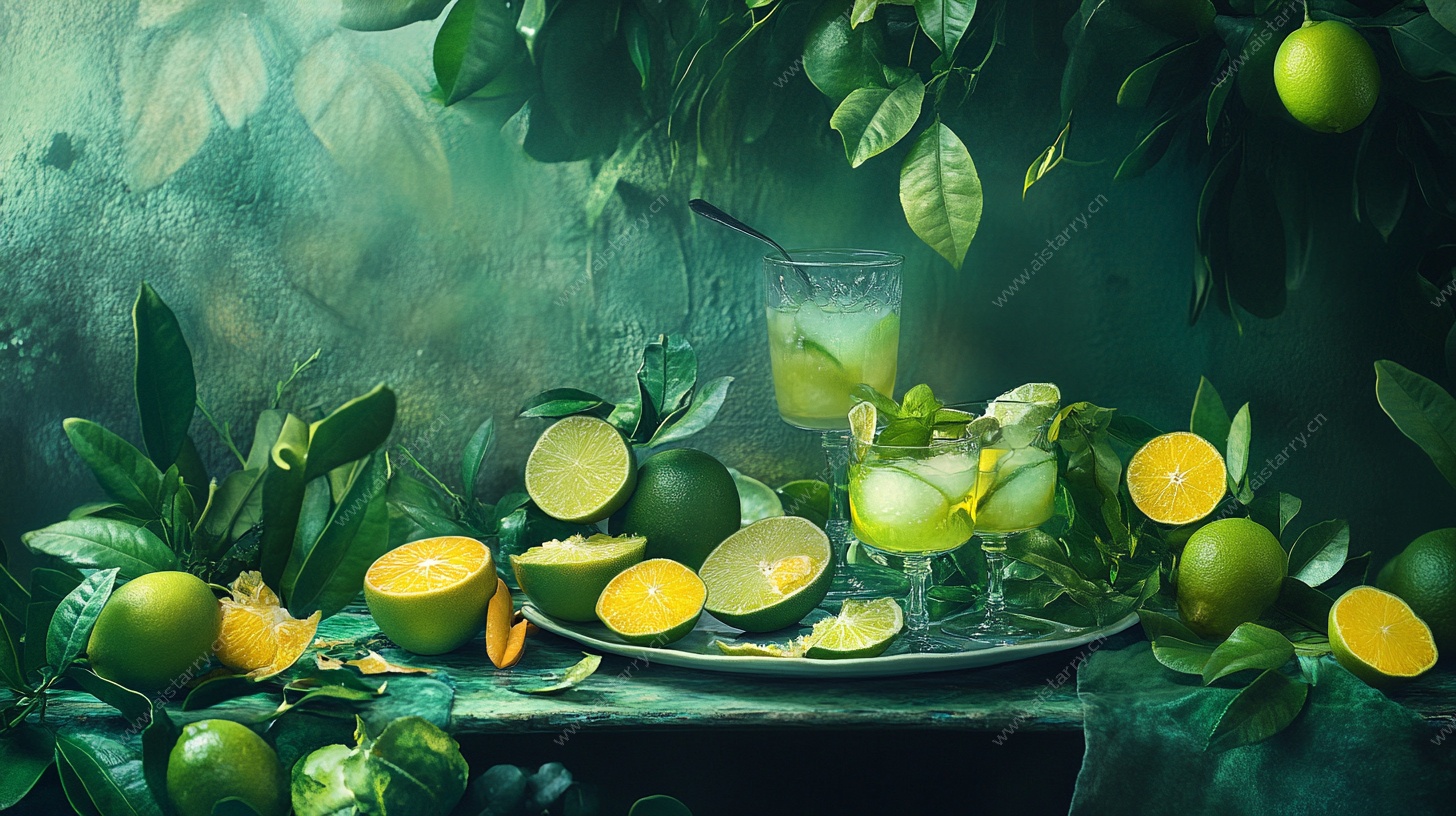 清新青柠静物插画