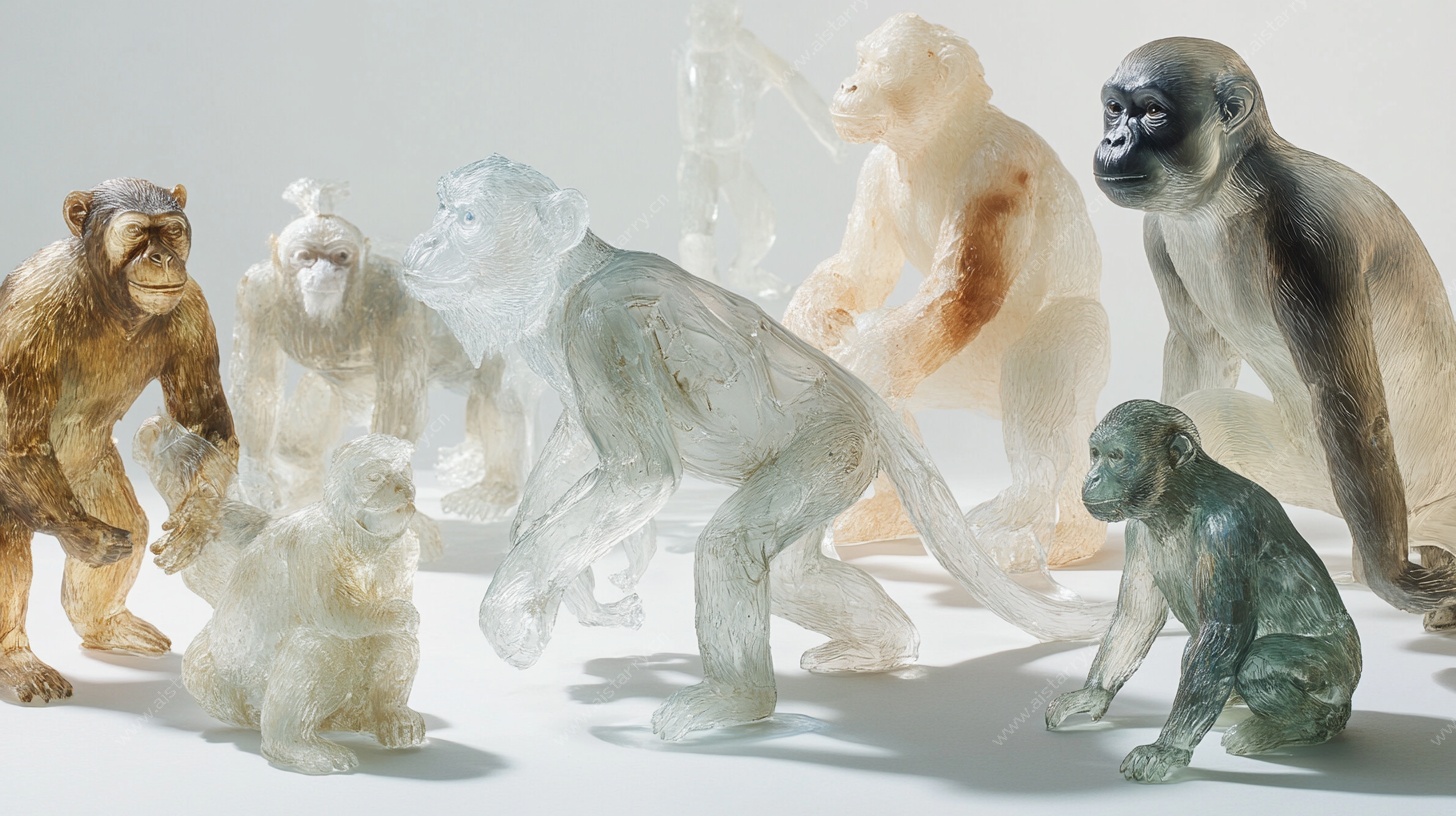 多彩水晶猴子摆件