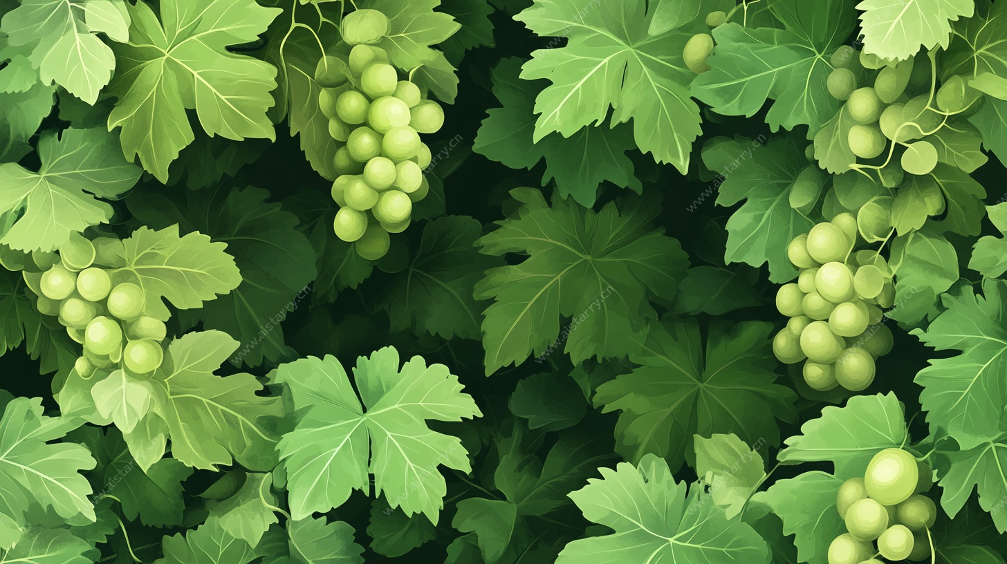 绿葡萄与叶的清新画面