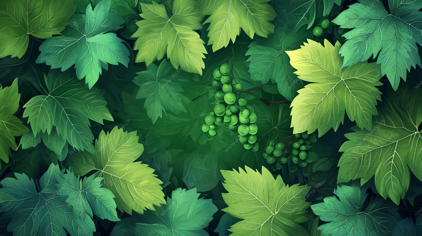 葡萄藤叶的清新自然图景