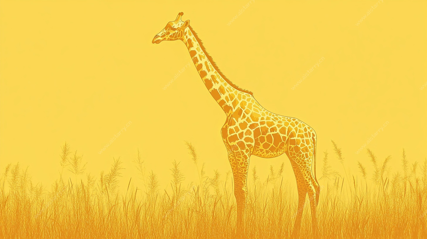 金色草原上的长颈鹿