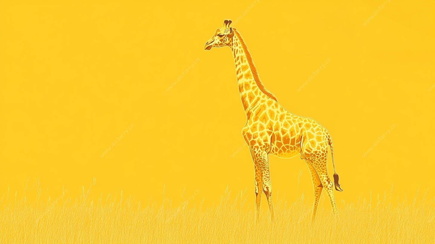 黄色背景上的长颈鹿