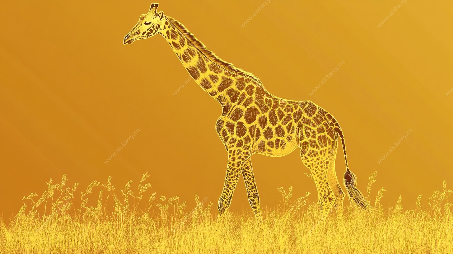 漫步草原的长颈鹿