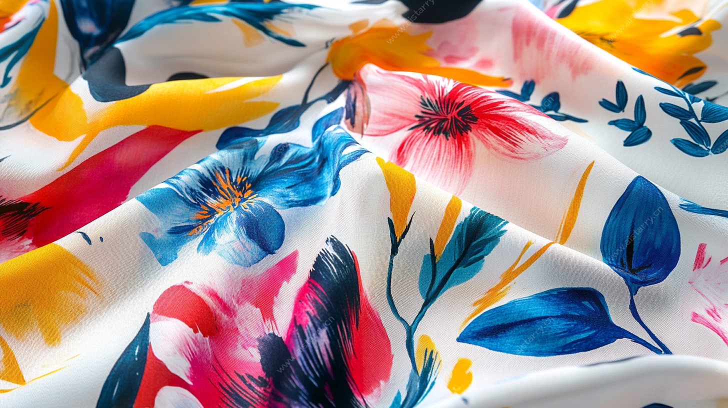 多彩花卉图案布料纹理