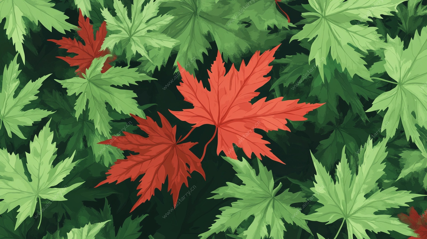 红绿相间枫叶图案背景