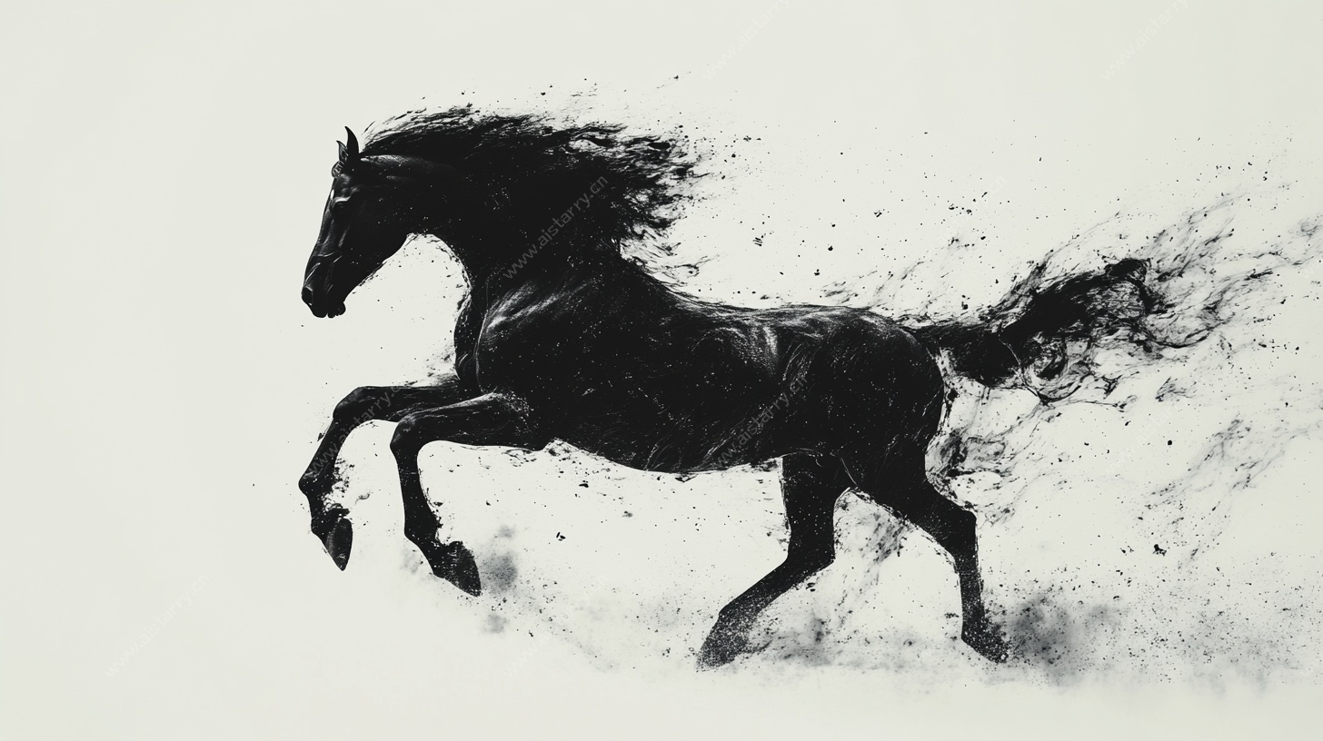 水墨奔马图