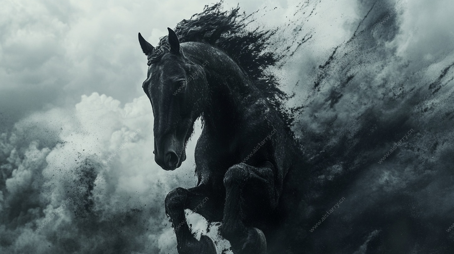 黑骏马在风云中奔腾