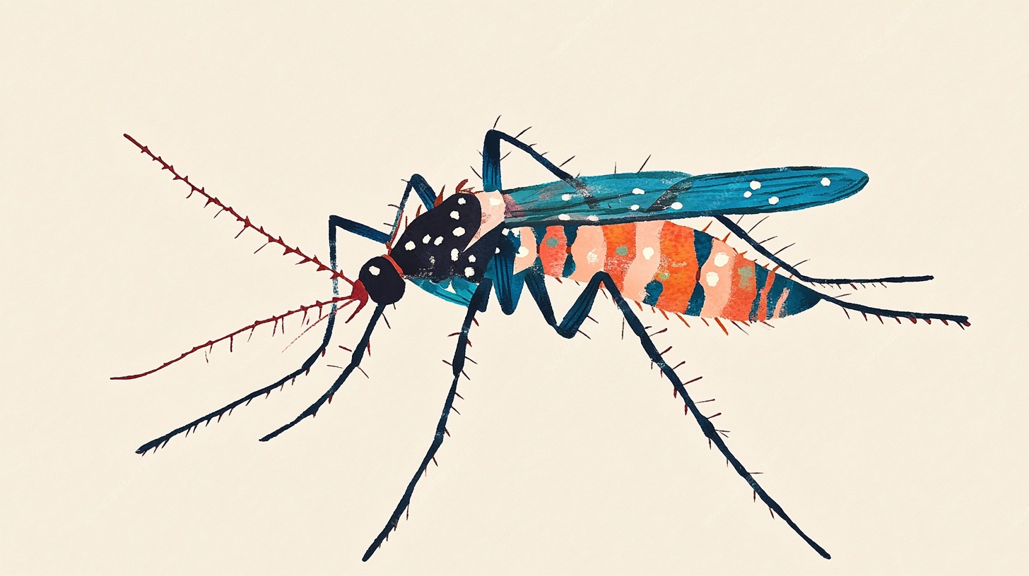 彩色手绘蚊子插画
