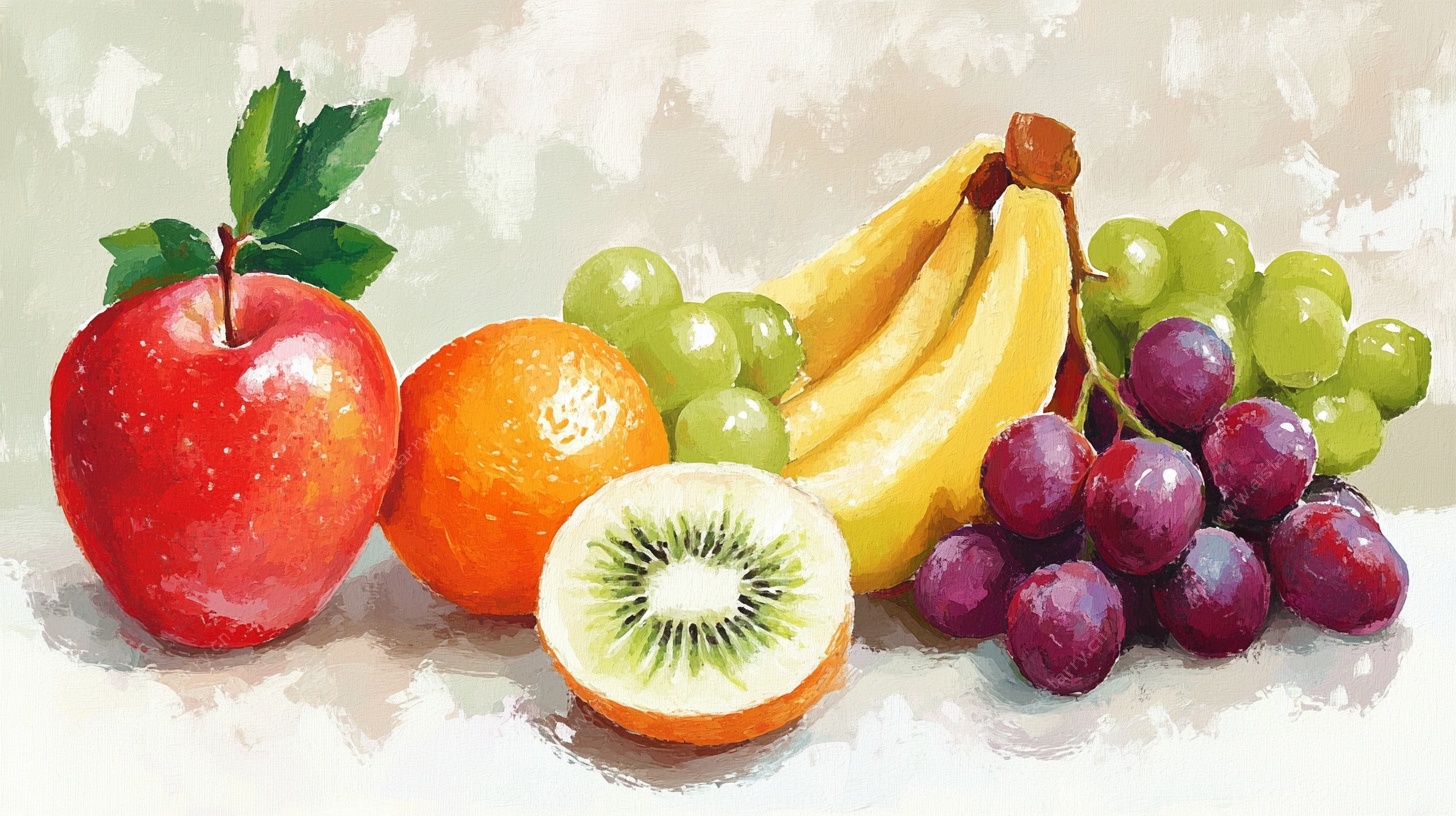 水彩绘多彩水果组合