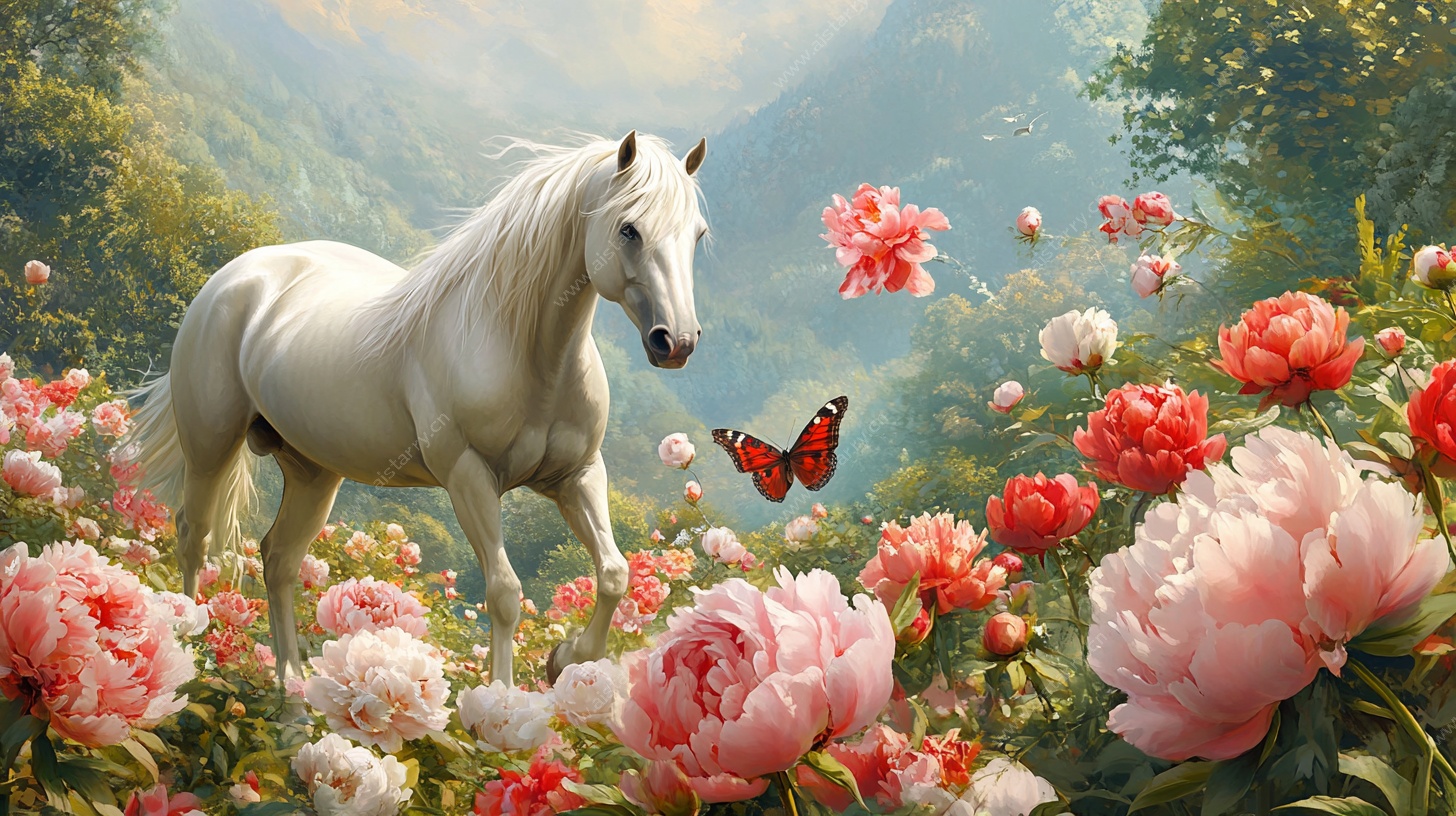 白马漫步繁花间