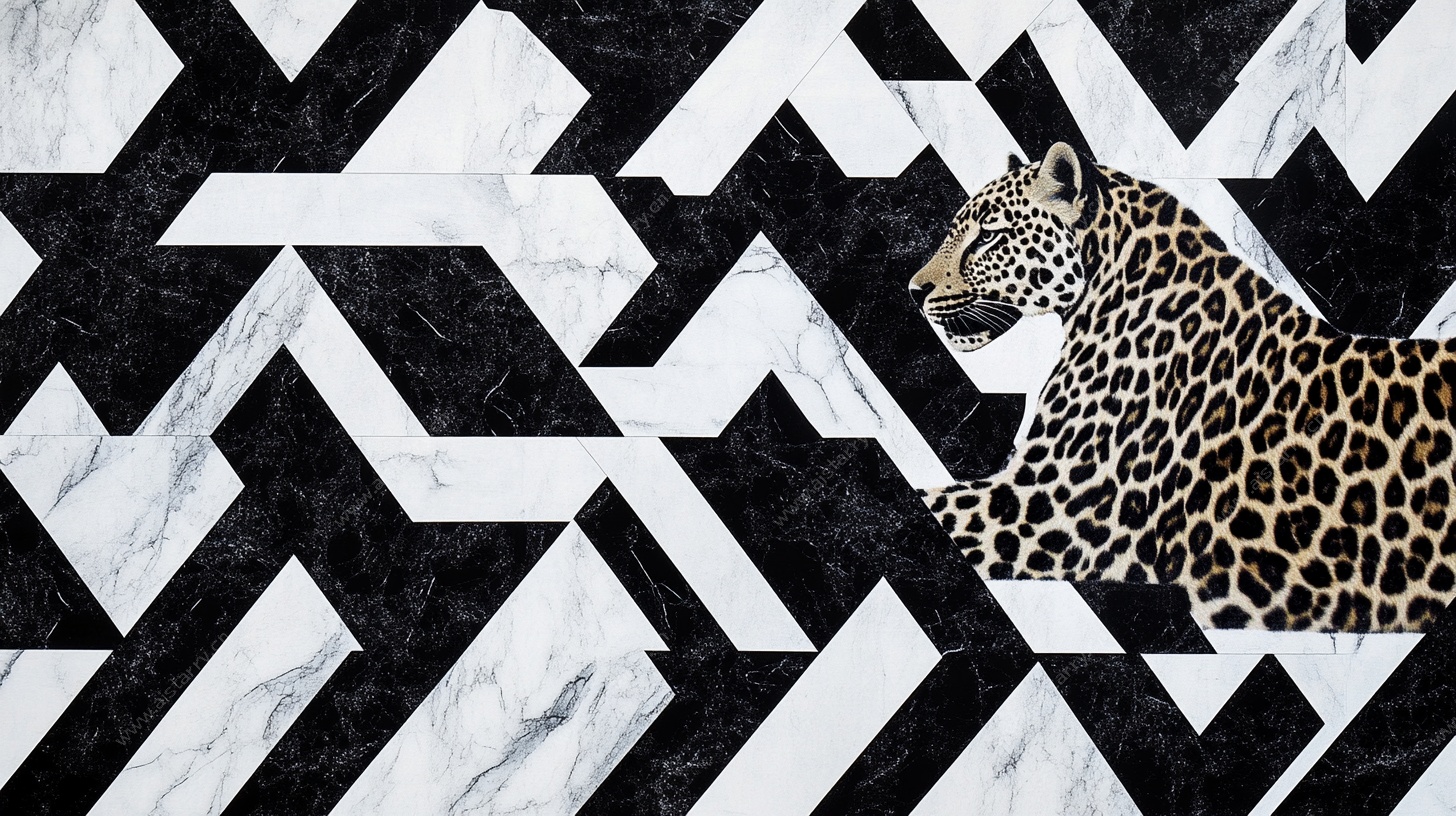 豹纹与几何图案装饰画
