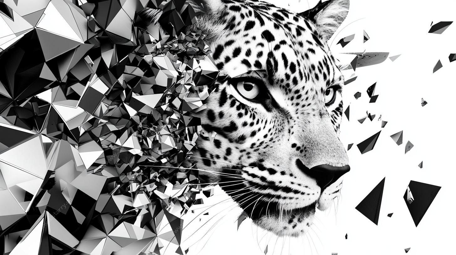 豹的几何破碎艺术形象