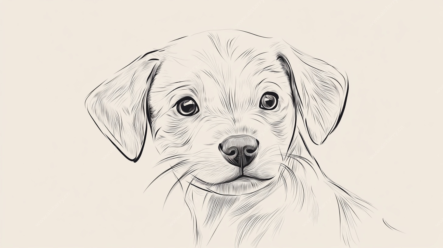 素描小狗头像