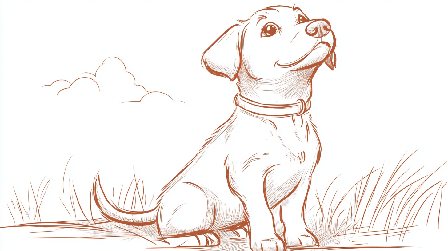 坐着的可爱小狗简笔画