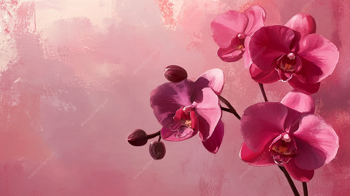 梦幻粉色系蝴蝶兰花卉图