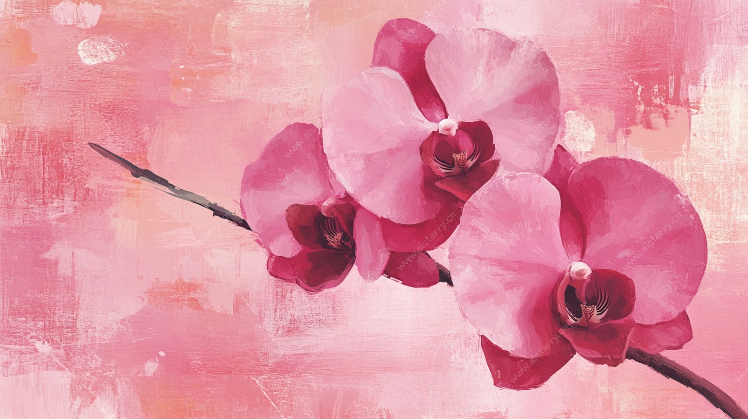 粉色梦幻兰花插画