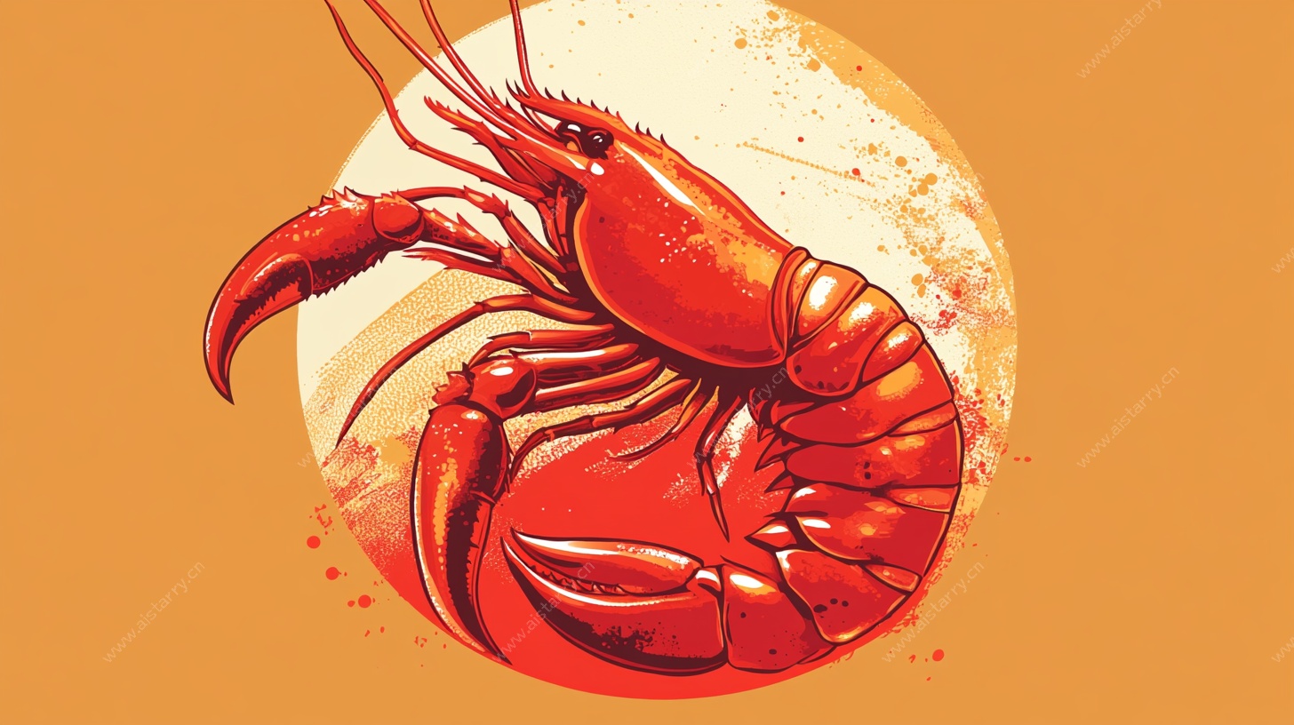红色龙虾插画