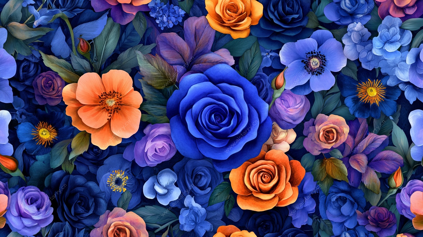 多彩花卉无缝图案背景