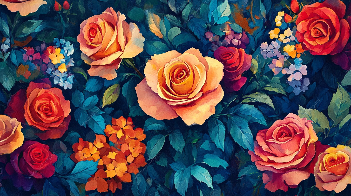 绚丽多彩的花卉图案