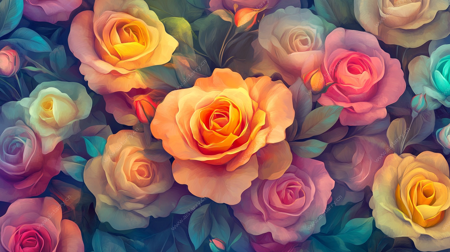 梦幻多彩玫瑰花海