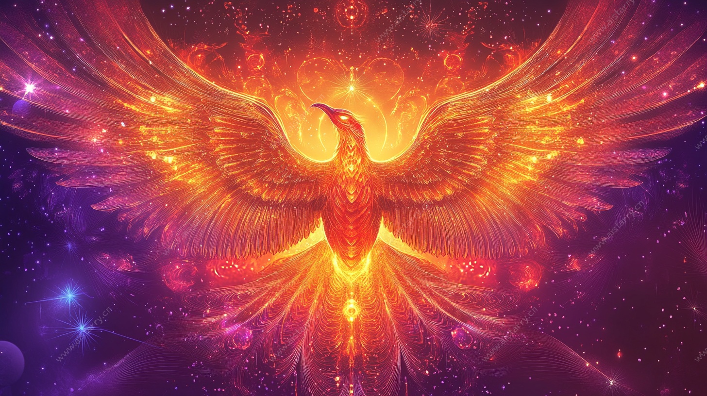 火焰凤凰闪耀神秘星空
