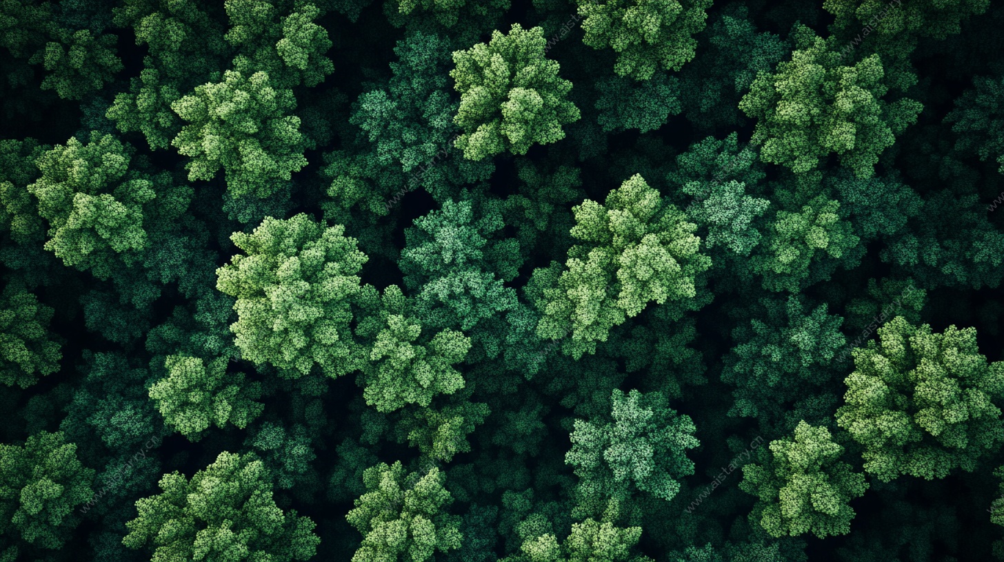 俯瞰茂密森林树冠层