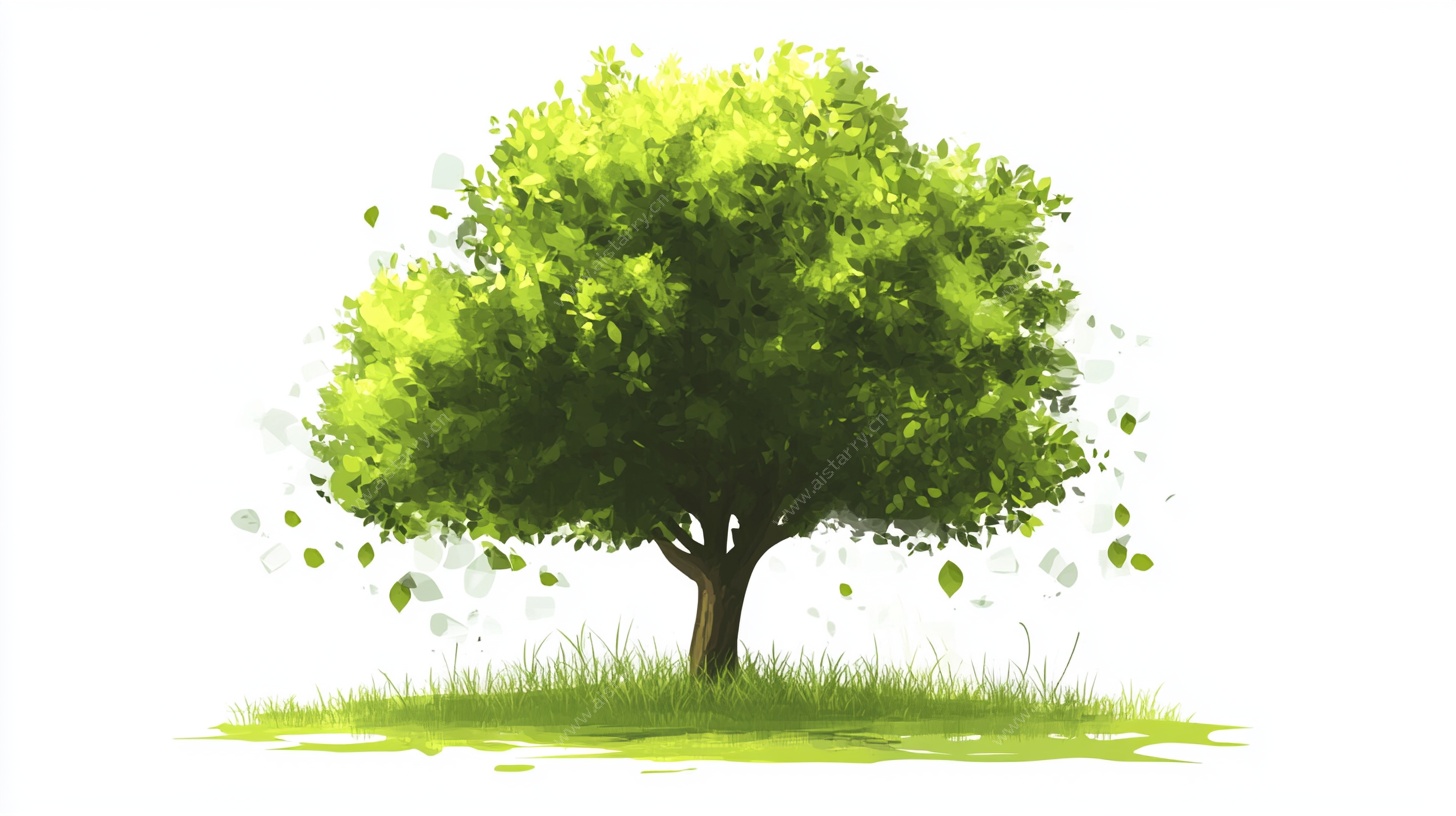 生机勃勃的单棵绿树