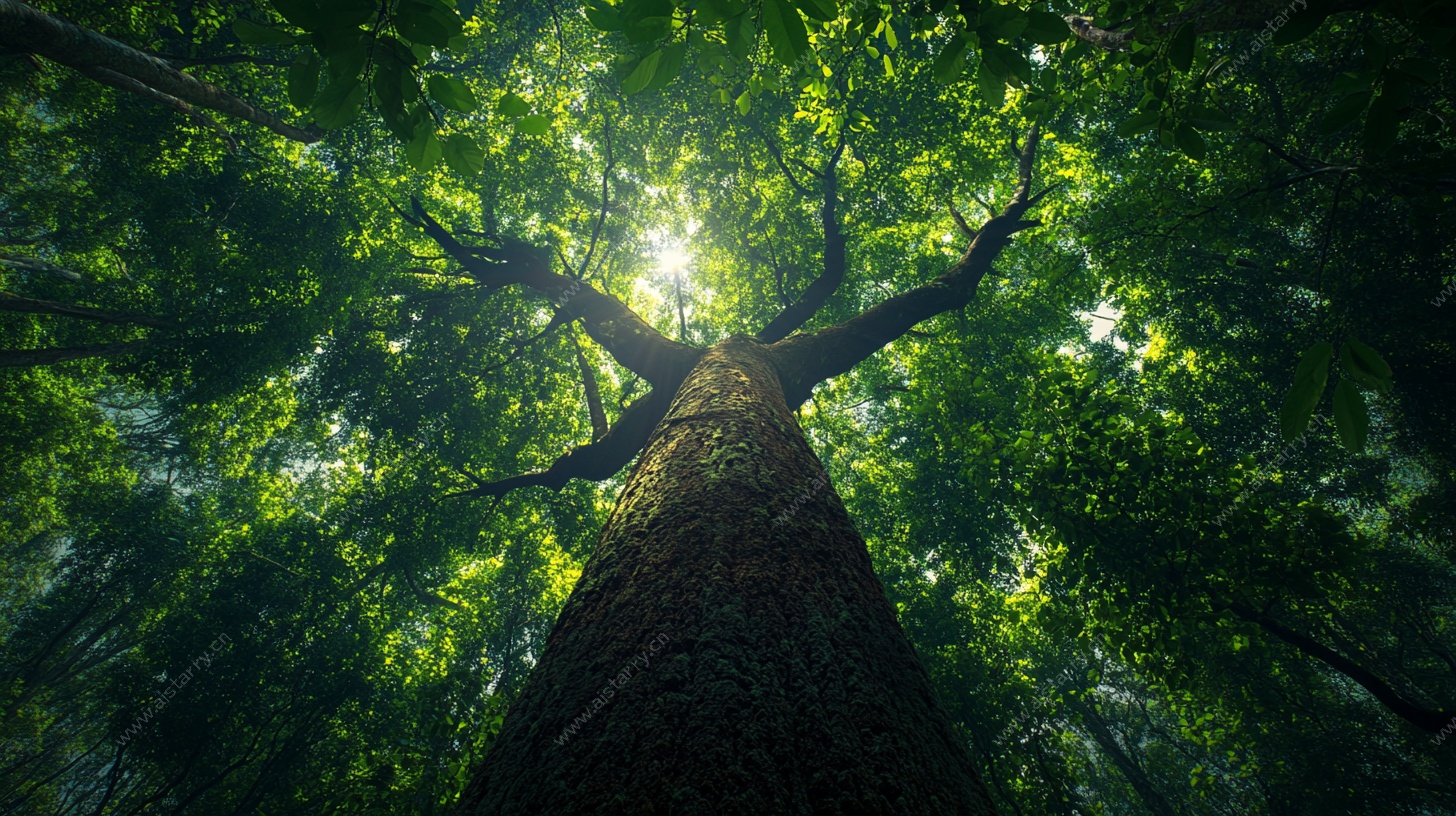 仰望森林中的参天大树