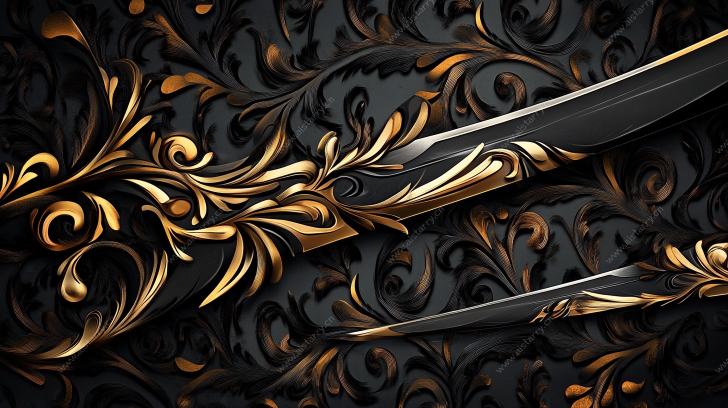 黑金花纹奢华剪刀图案