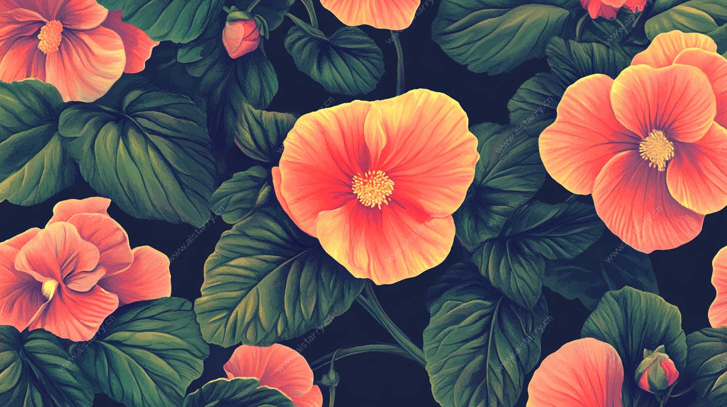 绚丽扶桑花植物图案背景