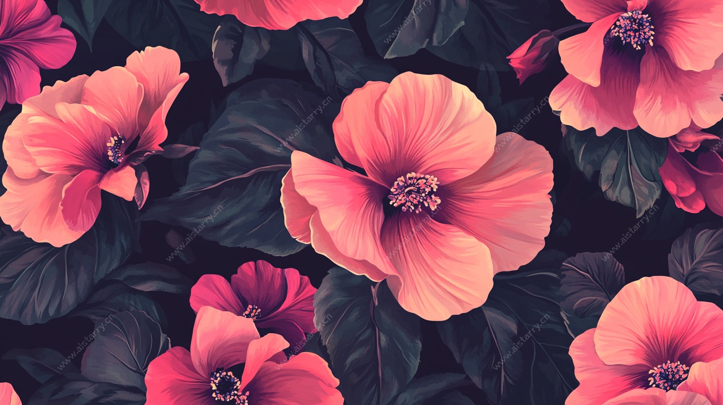 艳丽扶桑花图案背景