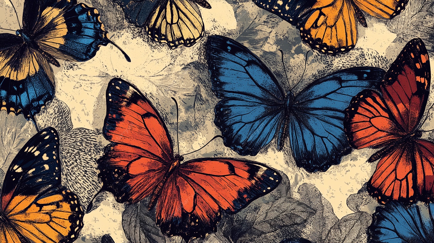 多彩蝴蝶图案背景纹理