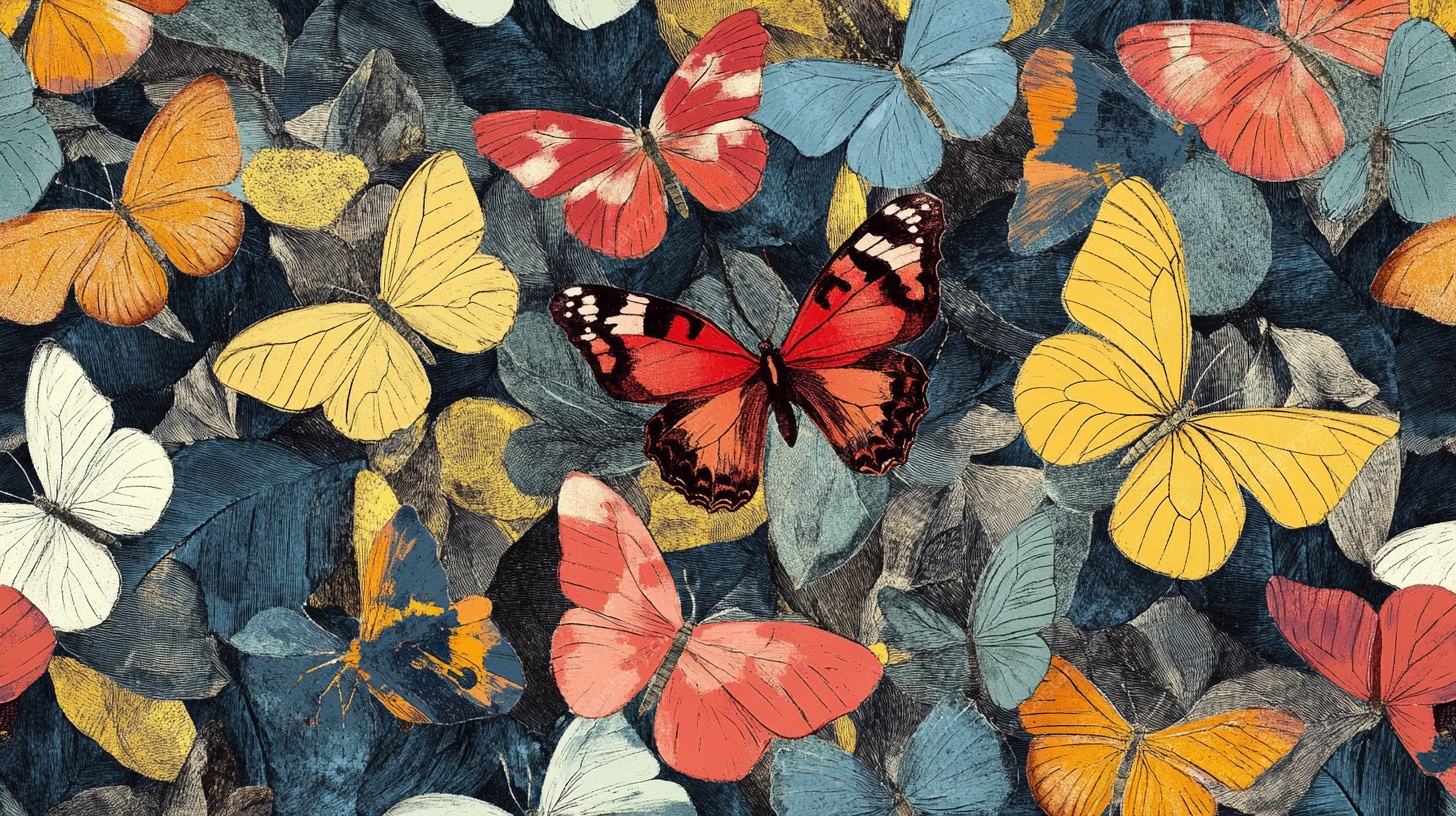 多彩蝴蝶群 梦幻背景图