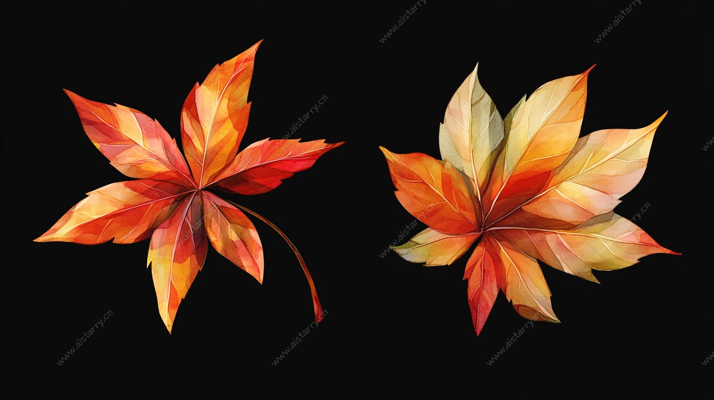 几何风格枫叶插画