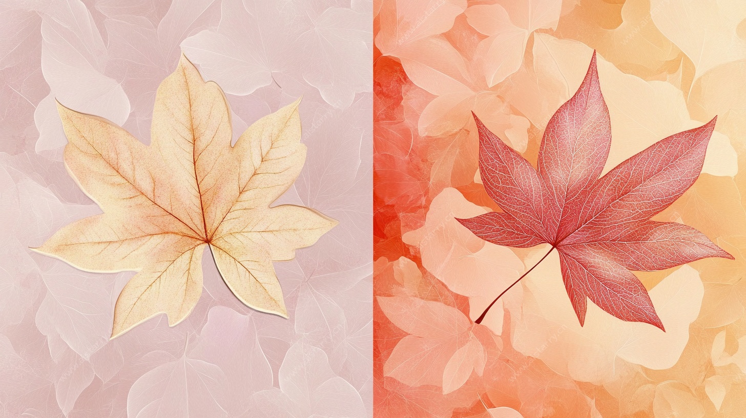 两张枫叶水彩背景图