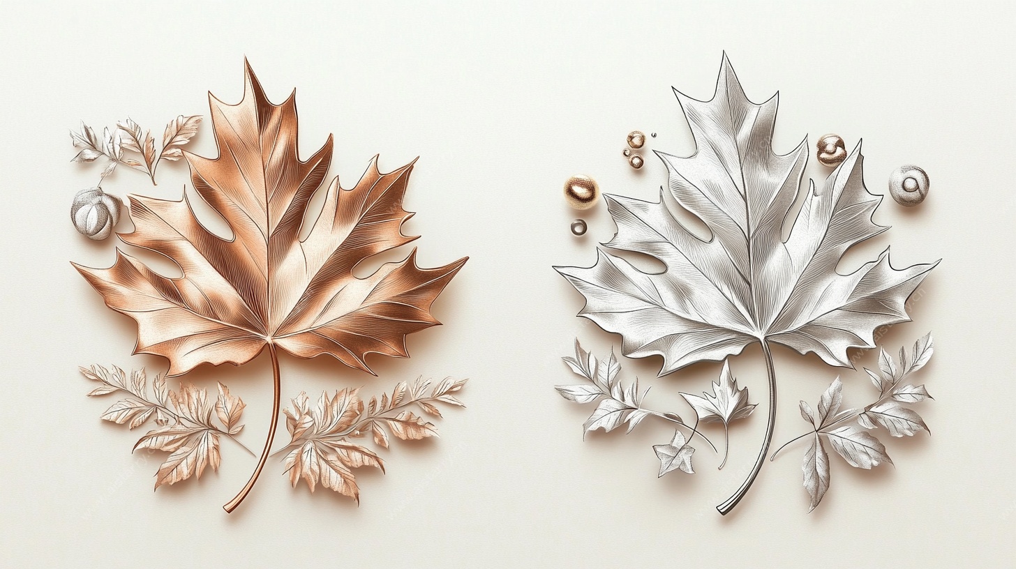 金属质感枫叶装饰图案