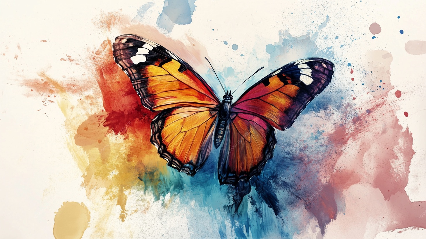 水彩风蝴蝶艺术插画