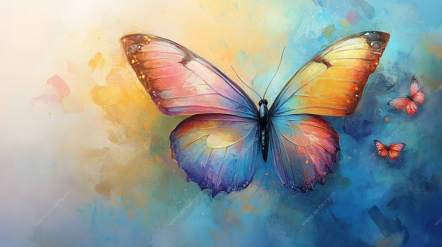 梦幻水彩蝴蝶艺术画作