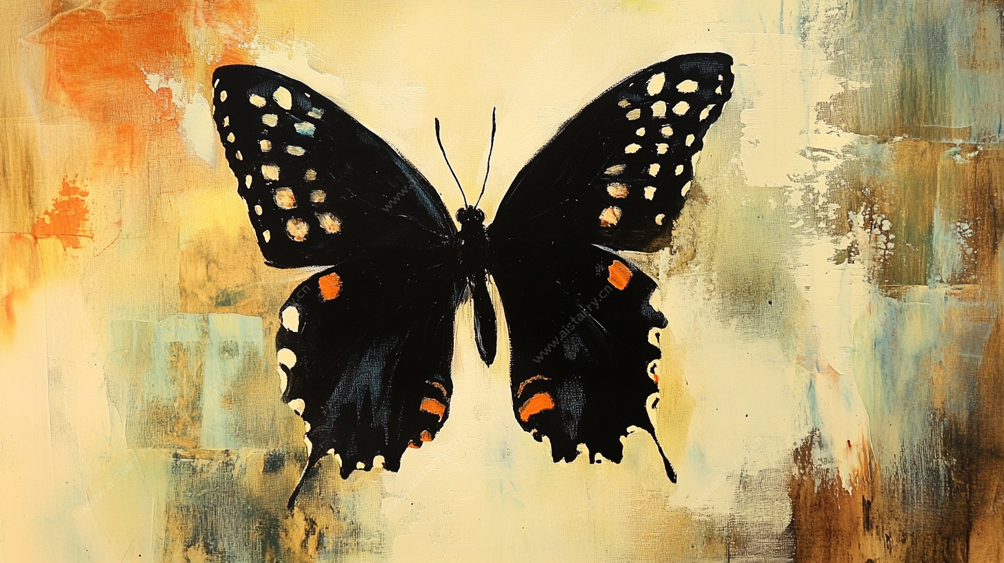 抽象画中的黑蝴蝶