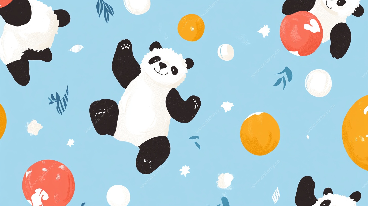 可爱熊猫卡通图案背景